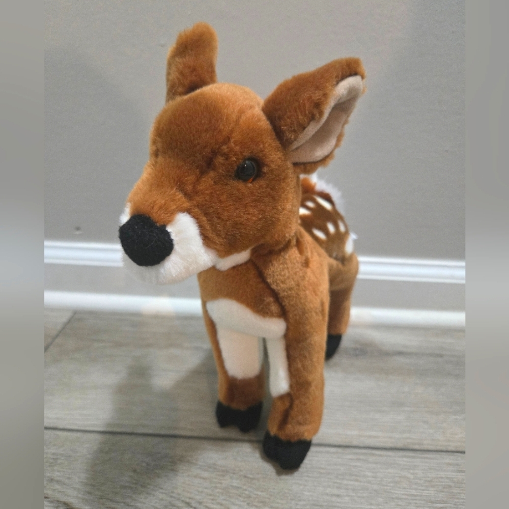 Baby Deer Plush Fawn 9" Standing Soft Stuffed Realistic Toy Brown Sweet